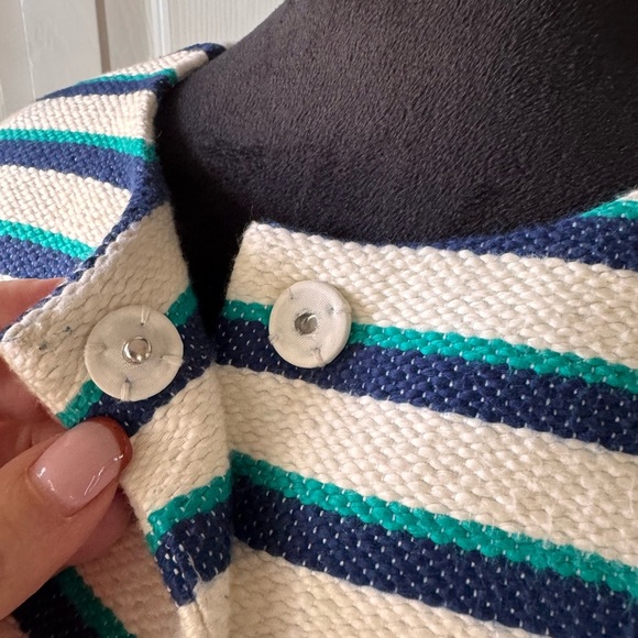 Talbots Blue, Green and White Striped Fringed Blazer - Picture 8 of 12